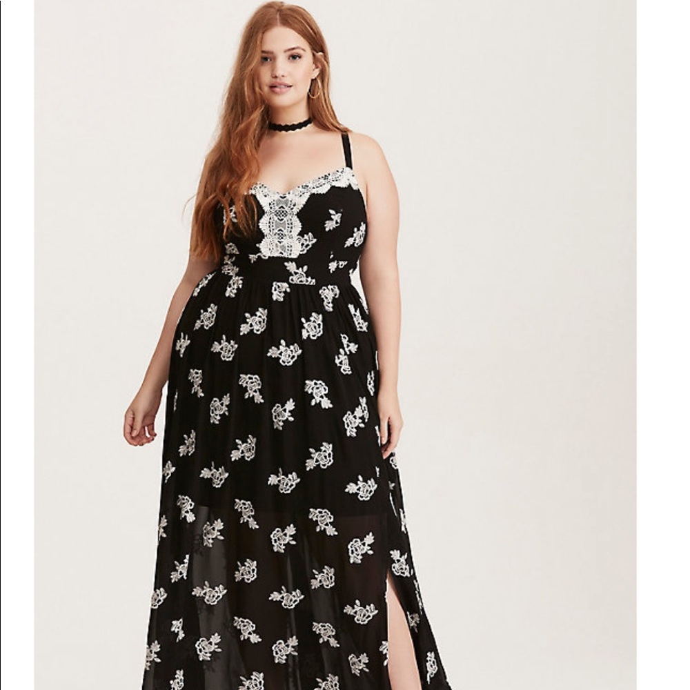 Torrid Embroidered Chiffon Maxi Dress 3